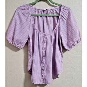 Anthropologie Pilcro Peasant Crop Top Blouse SZ XXS Purple Stripe Hippie Boho